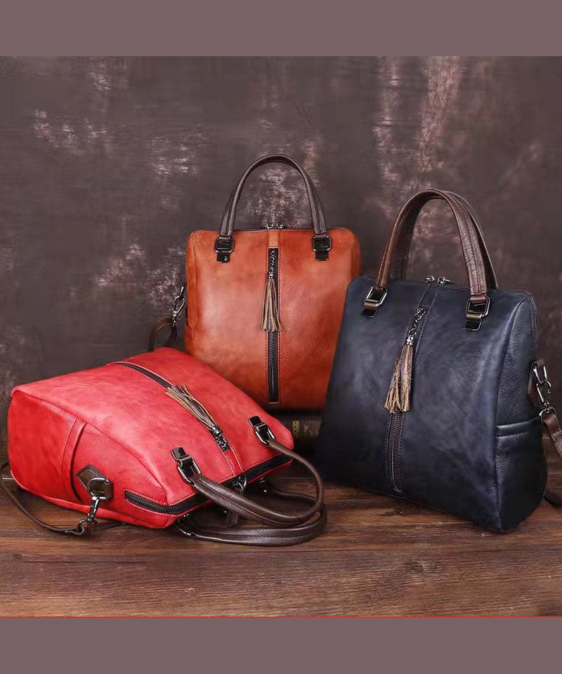 Casual Red zippered Paitings Calf Leather Backpack Bag - Backpack Bag - DYAVOR®
