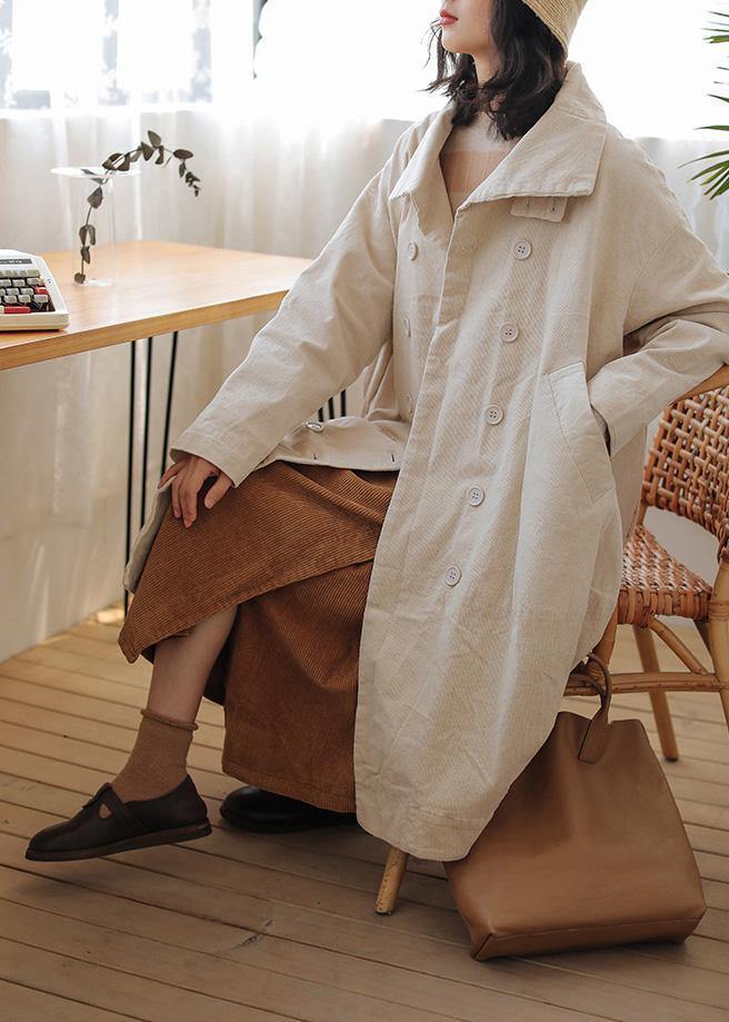 Casual beige Parkas for women plus size warm winter coat double breast pockets winter outwear - - DYAVOR®