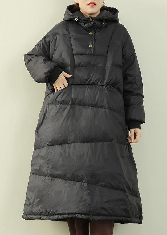 Casual black down coat winter plus size hooded Button Down coats - Down Jackets - DYAVOR®