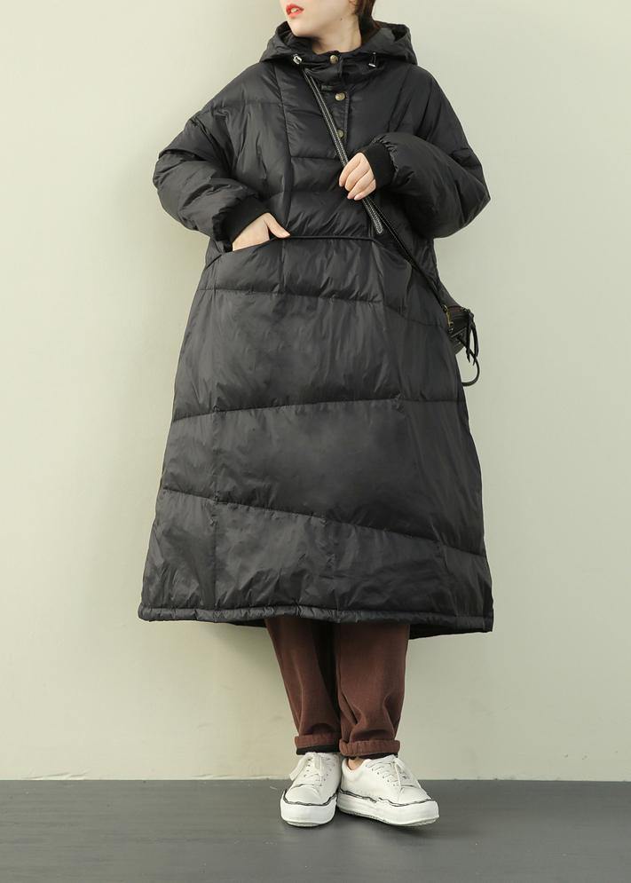 Casual black down coat winter plus size hooded Button Down coats - Down Jackets - DYAVOR®