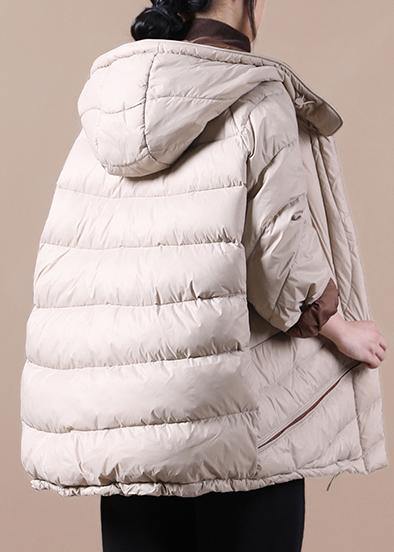 Casual casual down jacket overcoat khaki hooded pockets down cotton coat - - DYAVOR®