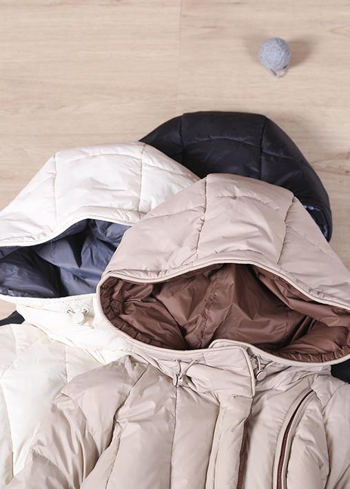 Casual casual down jacket overcoat khaki hooded pockets down cotton coat - - DYAVOR®