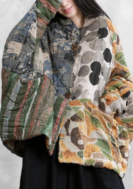 Casual floral winter coats oversized snow Batwing Sleeve pockets coats - - DYAVOR®