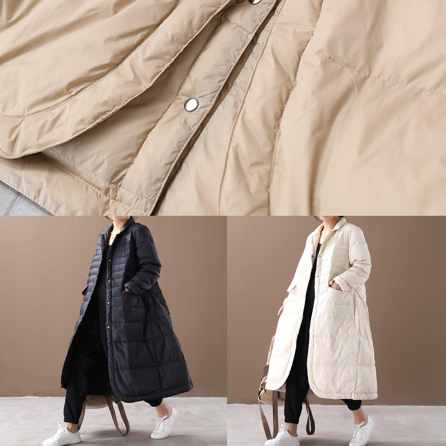 Casual khaki warm winter coat plus size Notched pockets Jackets - - DYAVOR®
