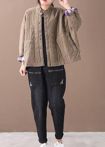 Casual khaki women casual thick stand collar outwear - - DYAVOR®
