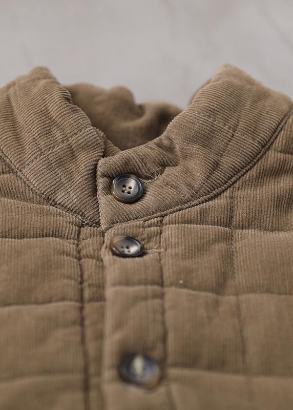 Casual khaki women casual thick stand collar outwear - - DYAVOR®