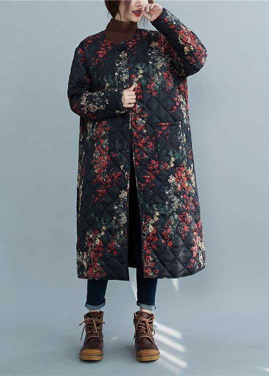 Casual plus size clothing winter coats floral pockets winter parkas - - DYAVOR®