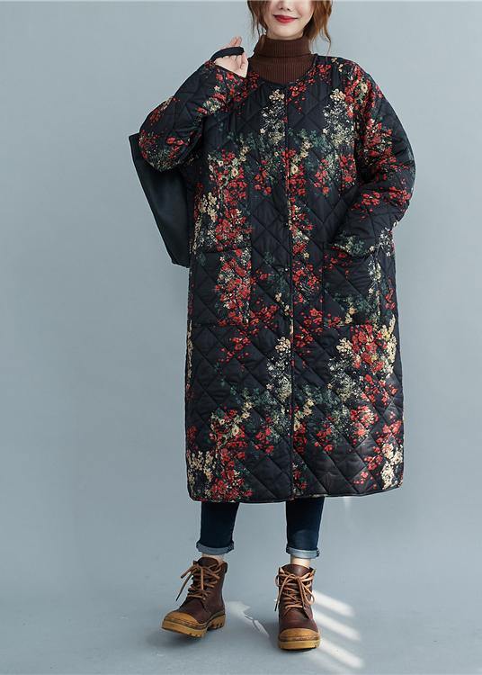 Casual plus size clothing winter coats floral pockets winter parkas - - DYAVOR®