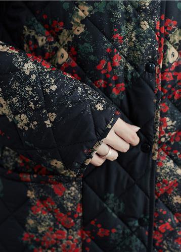 Casual plus size clothing winter coats floral pockets winter parkas - - DYAVOR®