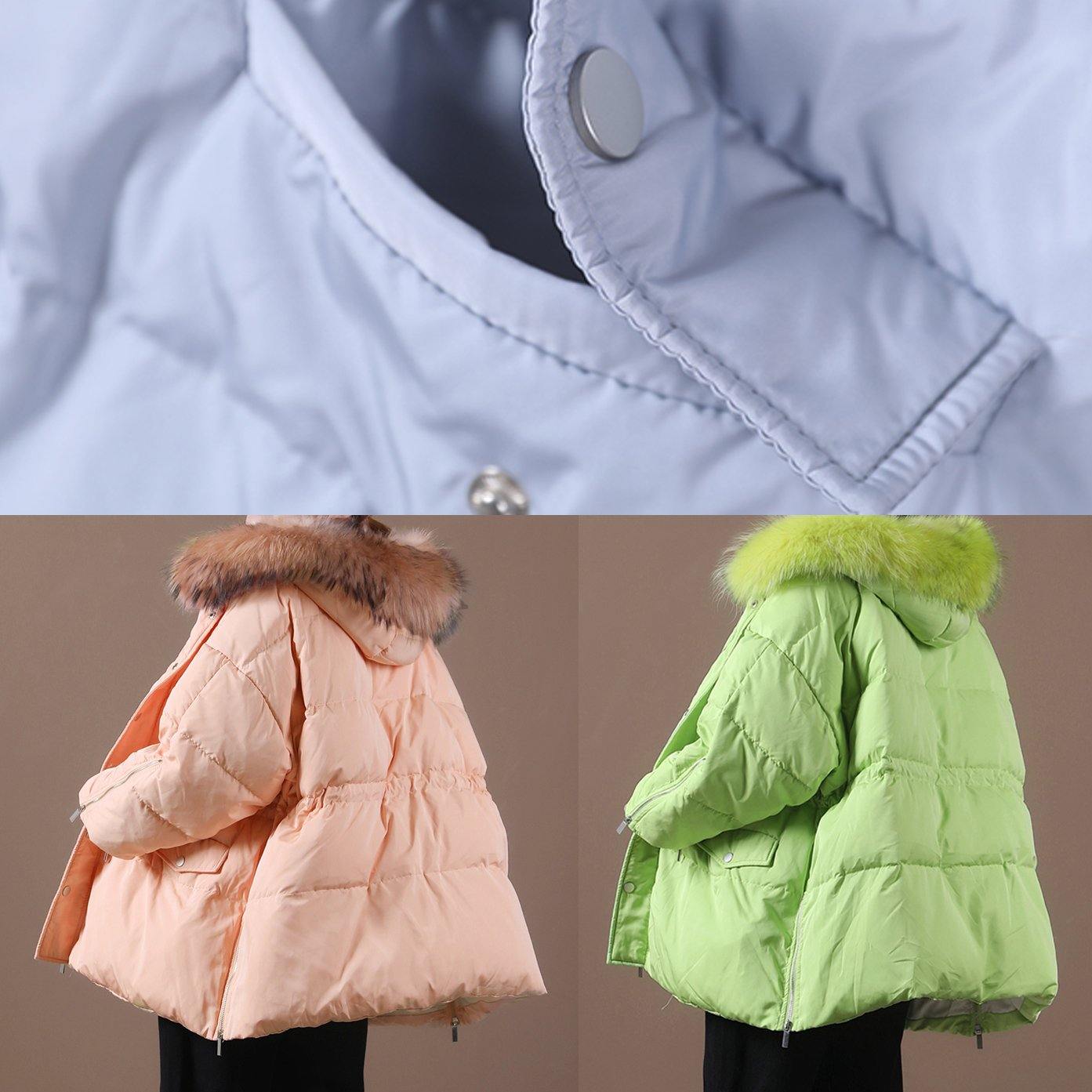 Casual plus size snow jackets winter outwear white hooded fur collar goose Down coat - - DYAVOR®