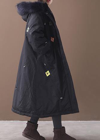 Casual trendy plus size winter coats black hooded thick zippered winter coats - - DYAVOR®
