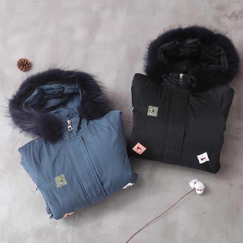 Casual trendy plus size winter coats black hooded thick zippered winter coats - - DYAVOR®