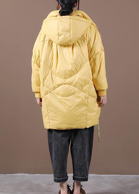 Casual yellow down jacket woman Loose-fitting Winter parka hooded Batwing Sleeve Casual coats - - DYAVOR®