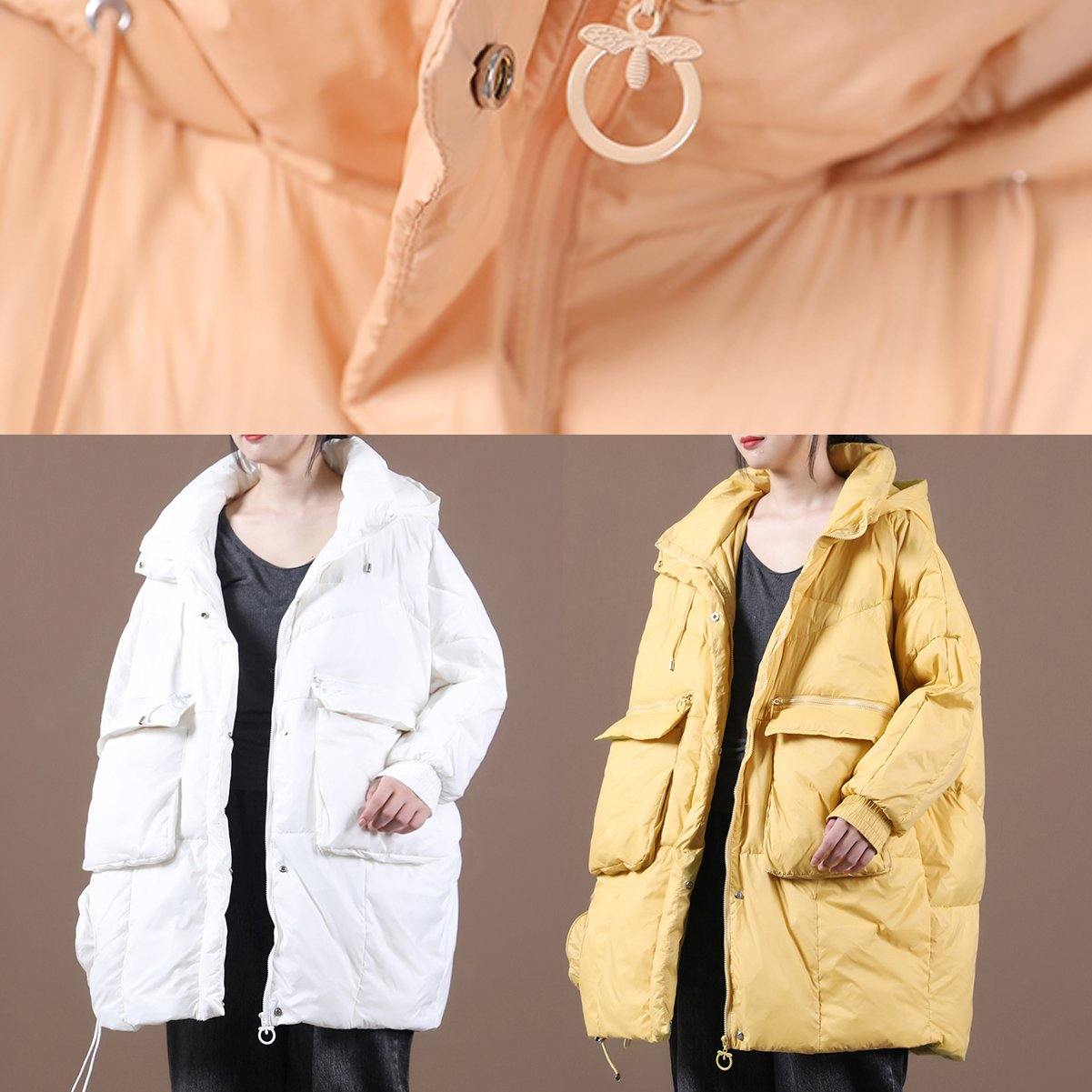 Casual yellow down jacket woman Loose-fitting Winter parka hooded Batwing Sleeve Casual coats - - DYAVOR®