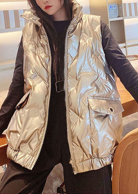 Champagne Zip Up Pockets Duck Down Winter down vest - vests - DYAVOR®