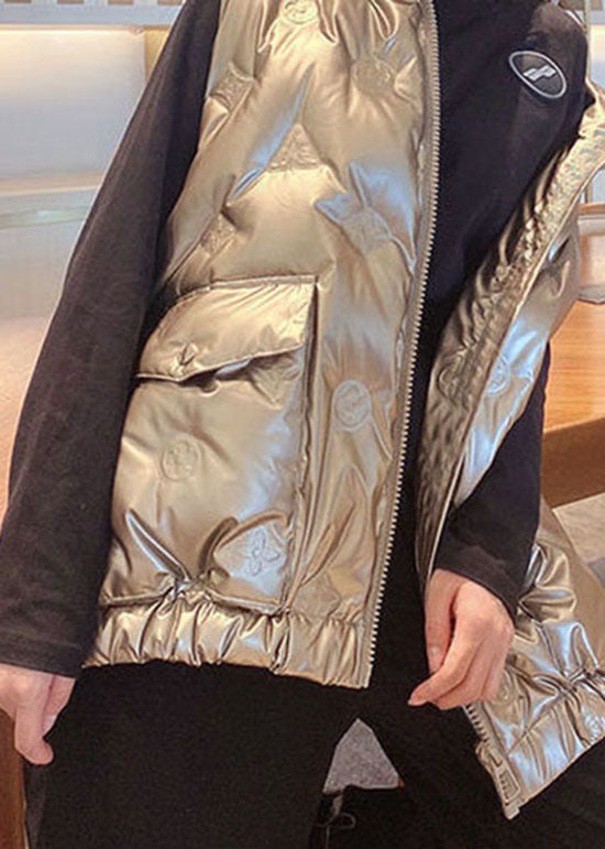 Champagne Zip Up Pockets Duck Down Winter down vest - vests - DYAVOR®