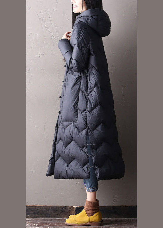 Chic Black hooded Pockets Oriental Duck Down Winter Warm Down Coat - Down Jackets - DYAVOR®