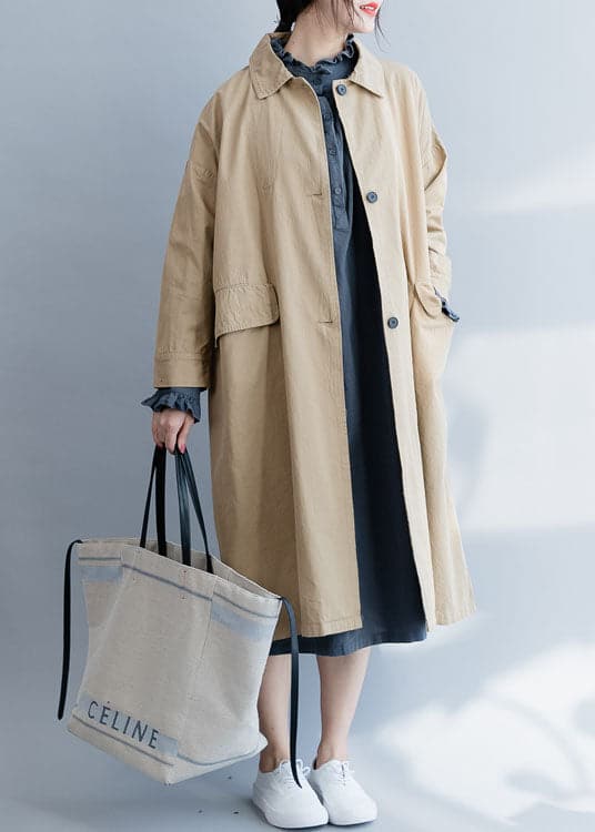 Chic Blue Peter Pan Collar Button Cotton trench coats Spring - Trench coats - DYAVOR®
