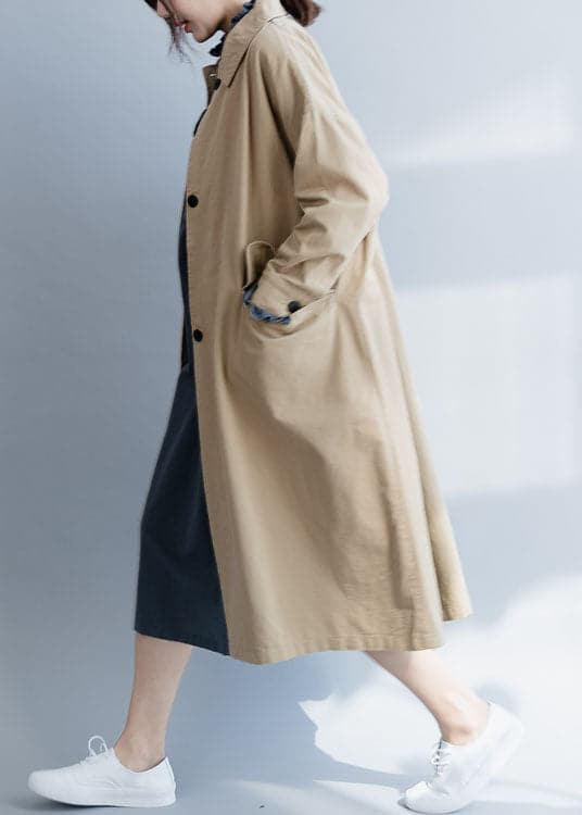 Chic Blue Peter Pan Collar Button Cotton trench coats Spring - Trench coats - DYAVOR®