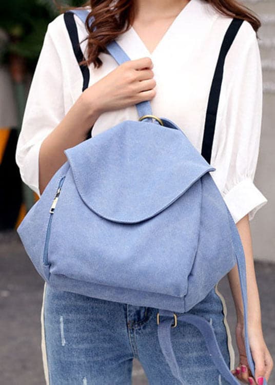 Chic Blue Solid Large Capacity Canvas Satchel Handbag - Backpack Bag - DYAVOR®