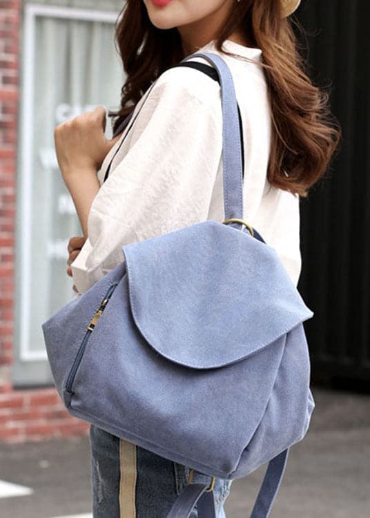 Chic Blue Solid Large Capacity Canvas Satchel Handbag - Backpack Bag - DYAVOR®