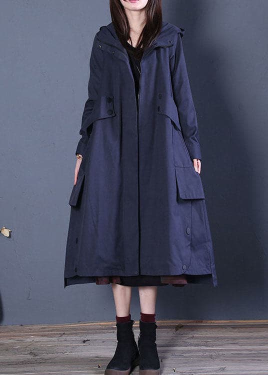Chic Coffee Loose zippered Button Fall Hoodie Coat trench coats - Trench coats - DYAVOR®