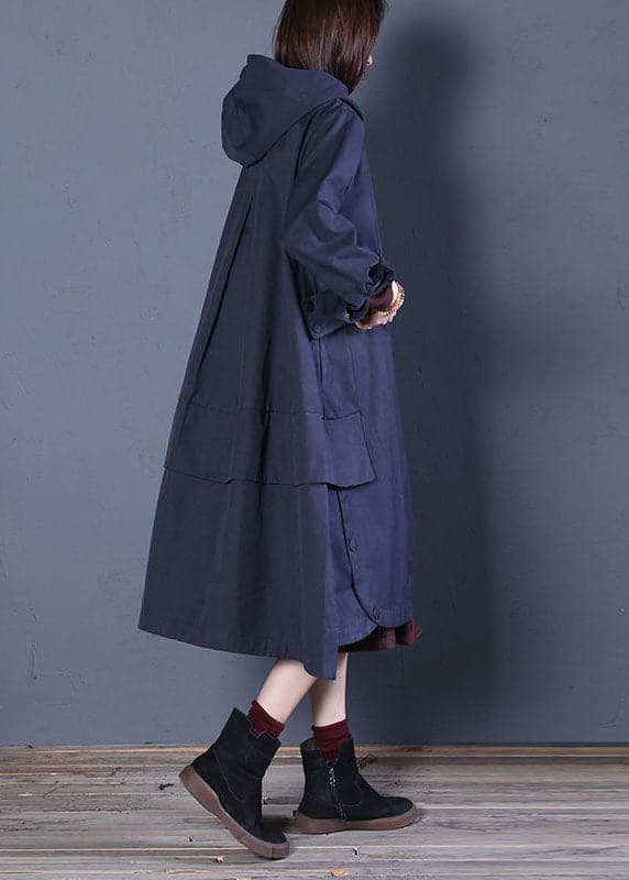 Chic Coffee Loose zippered Button Fall Hoodie Coat trench coats - Trench coats - DYAVOR®