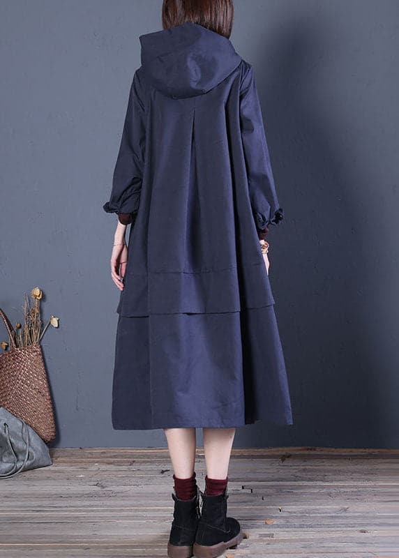 Chic Coffee Loose zippered Button Fall Hoodie Coat trench coats - Trench coats - DYAVOR®