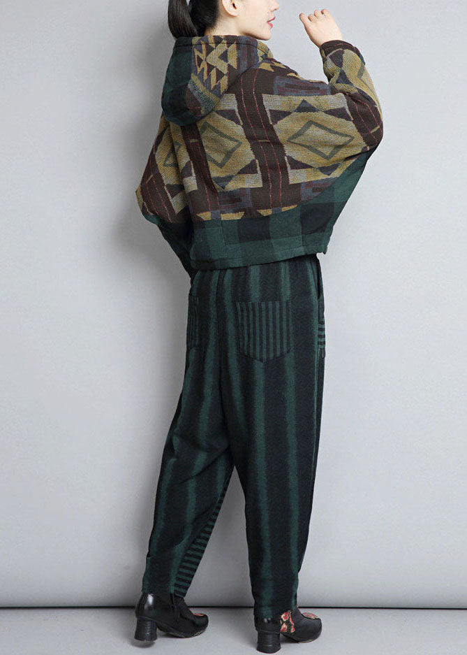Chic Green Hooded Patchwork Oriental Button Fine Cotton Filled Jackets Winter - Down Jackets - DYAVOR®