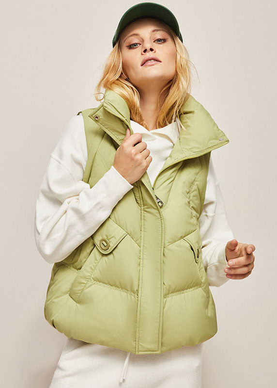 Chic Green Stand Collar Zip Up Separable Duck Down Puffer Jacket Winter - Down Jackets - DYAVOR®