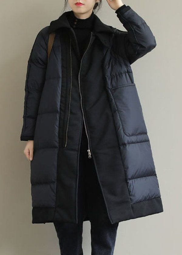 Chic Khaki Peter Pan Collar Patchwork Duck Down Puffer Coat Winter - Down Jackets - DYAVOR®