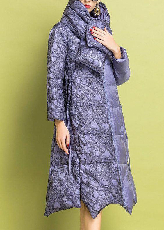 Chic Purple Embroideried asymmetrical design Fine Cotton Filled Parkas Winter - Down Jackets - DYAVOR®