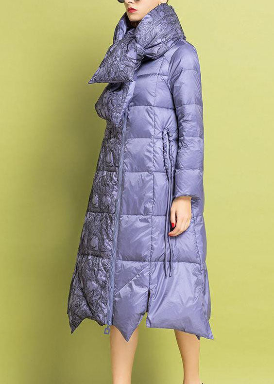 Chic Purple Embroideried asymmetrical design Fine Cotton Filled Parkas Winter - Down Jackets - DYAVOR®