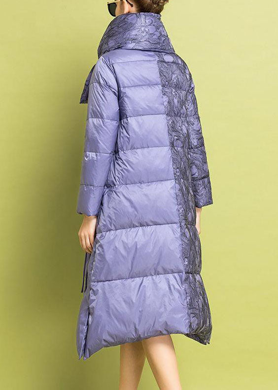 Chic Purple Embroideried asymmetrical design Fine Cotton Filled Parkas Winter - Down Jackets - DYAVOR®