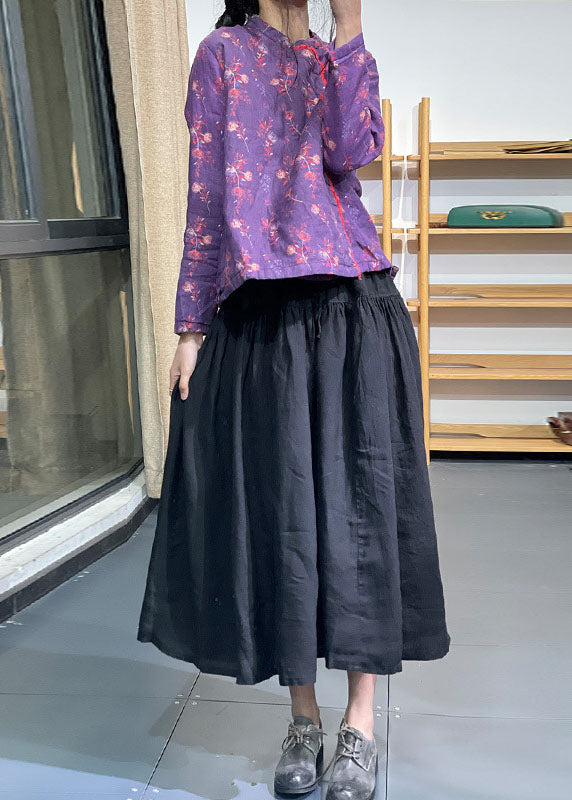 Chic Purple Stand Collar Print Fine Cotton Filled Coats Winter - Down Jackets - DYAVOR®