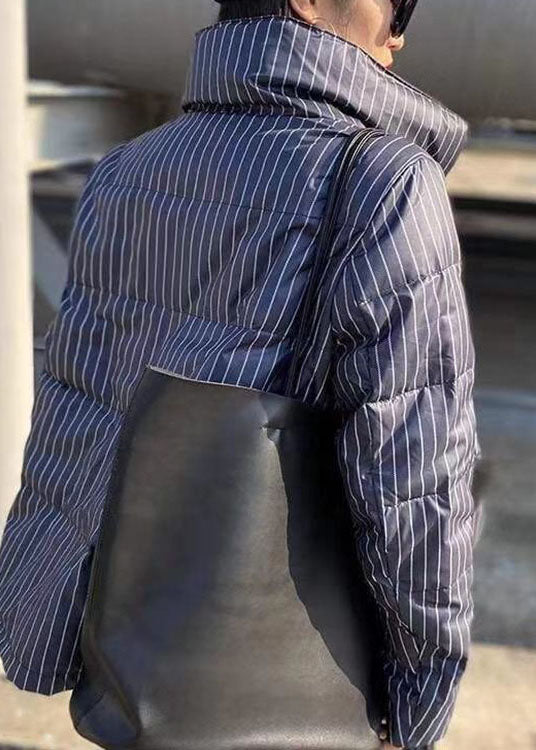 Chic Red Striped Stand Collar zippered Winter Chiffon Puffers Jackets - Down Jackets - DYAVOR®
