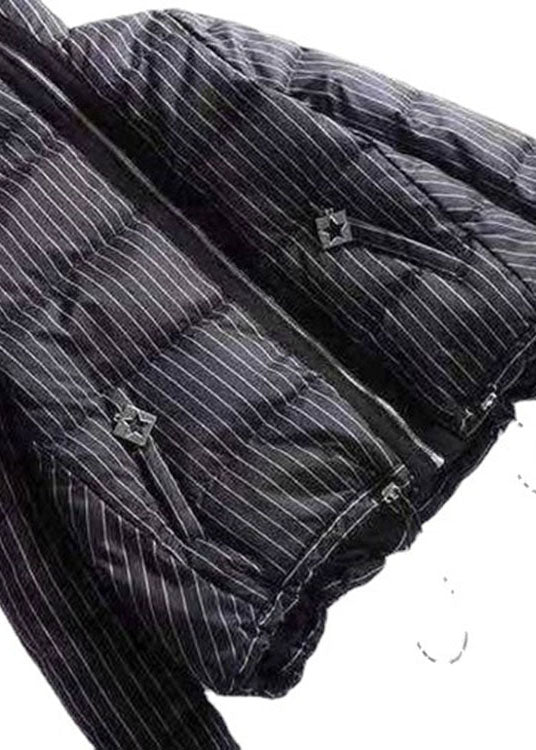 Chic Red Striped Stand Collar zippered Winter Chiffon Puffers Jackets - Down Jackets - DYAVOR®