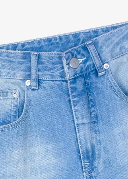 Chic high waist pant oversize denim blue Cotton embroidery pant - - DYAVOR®
