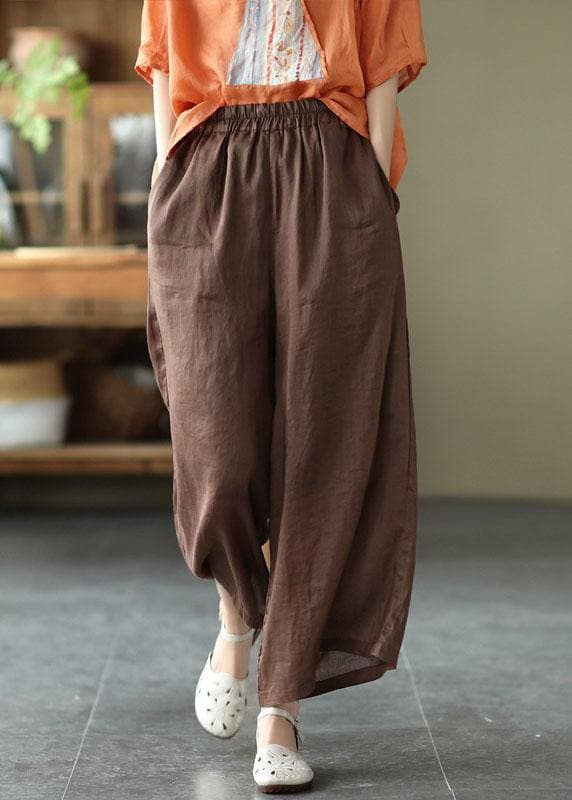 Chocolate Casual Summer Ramie Wide Leg Pants - Pants - DYAVOR®