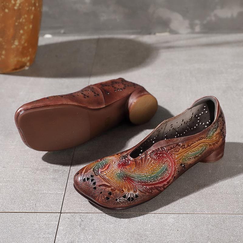 Chocolate Hollow Out Flat Embossed Shoes For Women - Flats Shoes - DYAVOR®