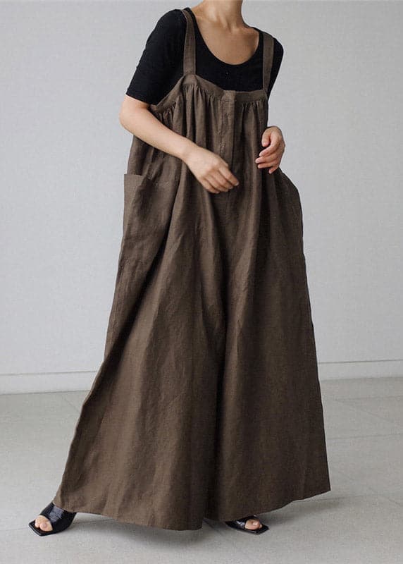 Chocolate Slash Neck Wrinkled Jumpsuits Pants Summer - Jumpsuits - DYAVOR®