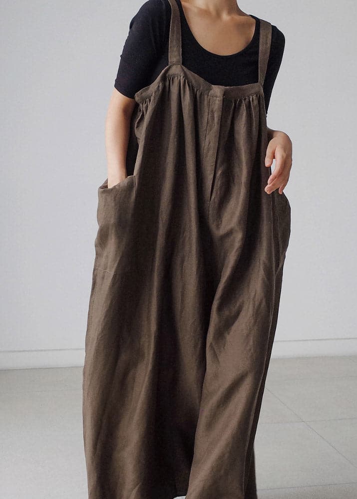 Chocolate Slash Neck Wrinkled Jumpsuits Pants Summer - Jumpsuits - DYAVOR®