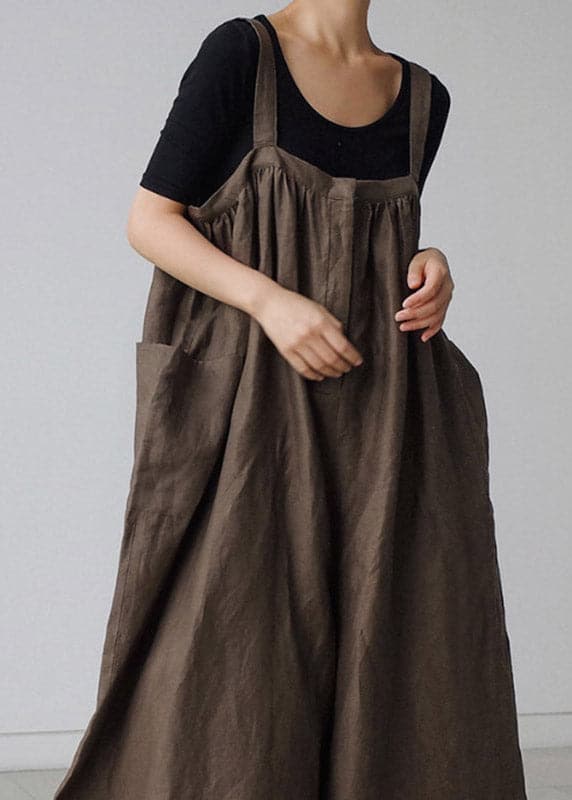 Chocolate Slash Neck Wrinkled Jumpsuits Pants Summer - Jumpsuits - DYAVOR®
