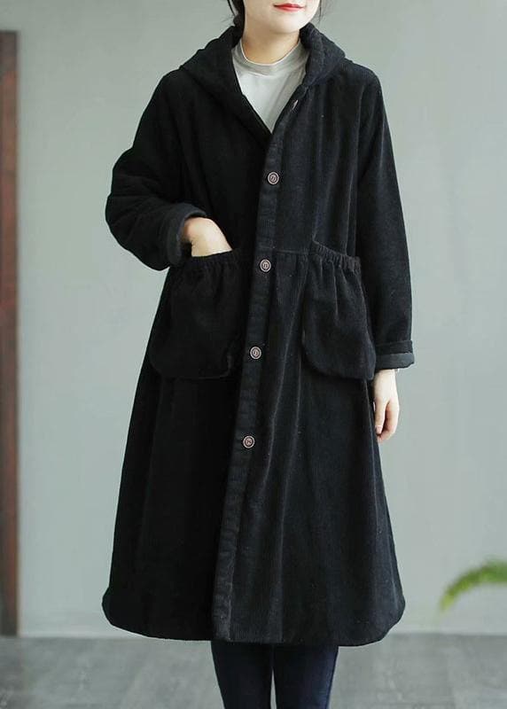 Classy Black Fine Maxi Coat Sewing Hooded Pockets Women Coats - Trench coats - DYAVOR®