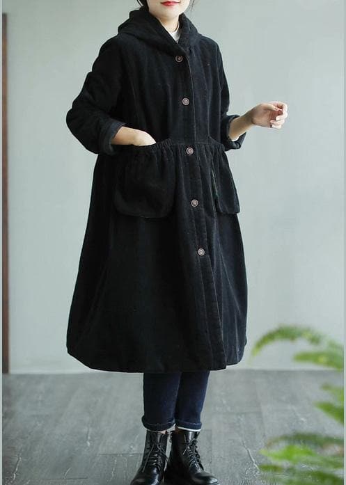 Classy Black Fine Maxi Coat Sewing Hooded Pockets Women Coats - Trench coats - DYAVOR®