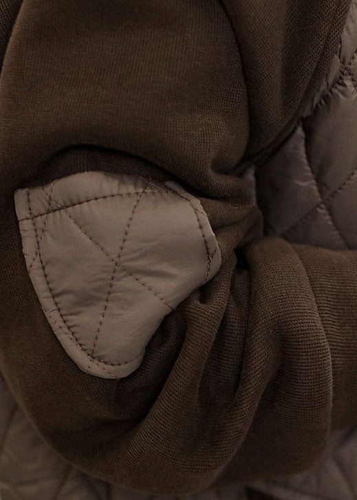 Classy Chocolate Stand Collar Pockets Patchwork Fine Cotton Filled Jackets Winter - Down Jackets - DYAVOR®
