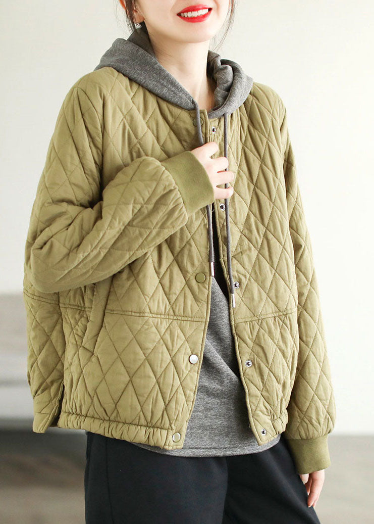 Classy Green Stand Collar Pockets Side Open Fine Cotton Filled Parka Jacket Winter - Down Jackets - DYAVOR®
