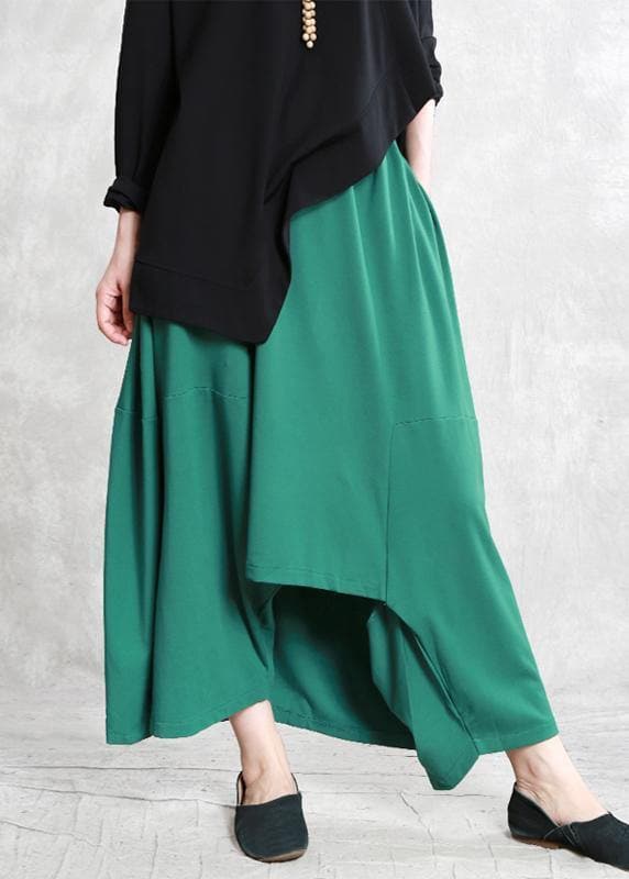 Classy green Fashion Ideas elastic waist asymmetric pants - - DYAVOR®