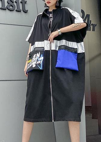 Classy zippered pockets Fine trench coat black baggy summer coats - - DYAVOR®