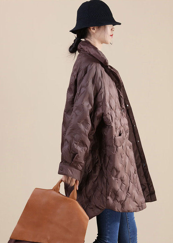Chocolate Duck Down Canada Goose Jacket Stand Collar Pockets Winter - Down Jackets - DYAVOR®